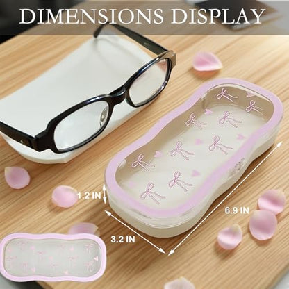 Cute hard shell bow glasses case cat transparent glasses case sunglasses glasses Size is 6.9 x 3.2 x 1.2inches - color: Case - Pink Bow