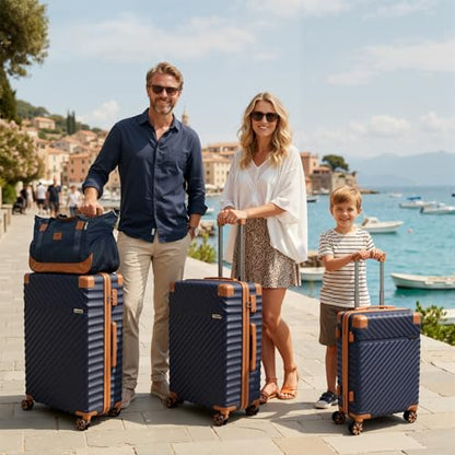 Cosbarn Luggage Sets 5 Piece with TSA Lock Spinner Wheels, Unisex Hard Case ABS Suitcase Set, Hardshell Lightweight Waterproof Travel Hardside Suitcases with Wheels for Women Men, Dark Blue - color: DarkBlue, size: 5 Piece Sets (20/24/28/Db/Tb)