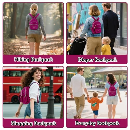 AOTIAN Mini Nylon Women Backpacks Casual Lightweight Small Daypack for Girls - color: Mini Hot Pink