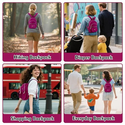 AOTIAN Mini Nylon Women Backpacks Casual Lightweight Small Daypack for Girls - color: Mini Hot Pink