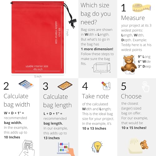 PALTERWEAR Drawstring Bag with Toggle - Nylon Cinch and Ditty Pouch Six-Pack (Red, 5 x 7 Inch, Set of 6) - color: Red, size: 5 x 7 Inch