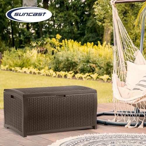 Suncast 73 Gallon Waterproof Resin Wicker Outdoor Patio Storage Deck Box, 3 Pack - style: Deck Box (3 Pack)