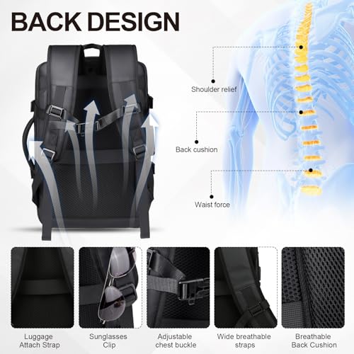 Vacuum Backpack Travel with Pump, Expandable Vacuum Backpack with Air Compression System, Airback Vacpack TSA Lock Water Resistant Carry-On Luggage - color: Black1