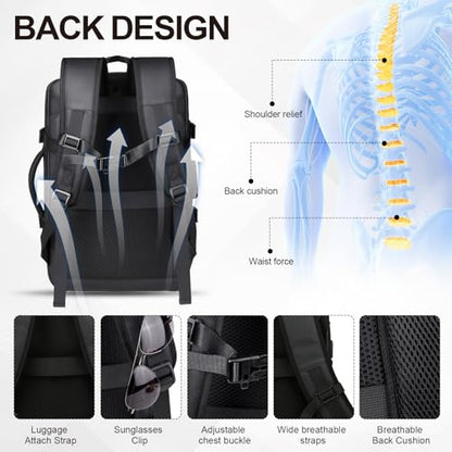 Vacuum Backpack Travel with Pump, Expandable Vacuum Backpack with Air Compression System, Airback Vacpack TSA Lock Water Resistant Carry-On Luggage - color: Black1