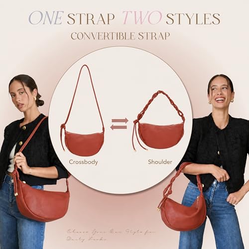 Mali&Lili Hobo Shoulder Bag for Women, Aria Convertible Crossbody Bags for Women, Vegan Leather purses, Shoulder Handbags - color: Cognac