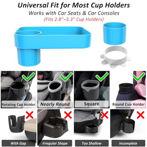 Car Seat Snack Tray for Kids, Mess-Free Square Travel Tray Cup Holder Snack Tray, Durable Car Food Tray for Toddlers, Universal Fit Kids Travel Road Trip Essentials (1, Sky Blue) - color: sky blue