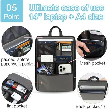 Stiff Backpack Insert Organizer for Men Women Bag In Bag,Thin Water-repellent Nylon 13.7''x10.2''x2''-Gray - color: Gray