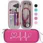 BOVKE Travel Carrying Case Compatible with 3M Littmann Classic III,MDF Acoustica Deluxe Stethoscopes - Extra Room for Medical Bandage Scissors EMT Trauma Shears and LED Penlight, Raspberry - color: Pu Leather_Raspberry