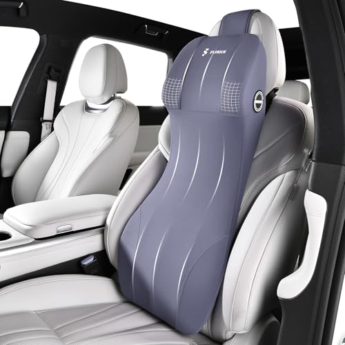 FLORICH Integrated Car Seat Lumbar Support Pillow & Car Neck Pillow Memory Foam Back Cushion for Driving Car Seat Back Support Pillow for Car Seats Driver Back Neck Sciatica Pain Relief Cushion, Blue - color: Blue, size: 2-in-1 Lumbar&headrest Pillow