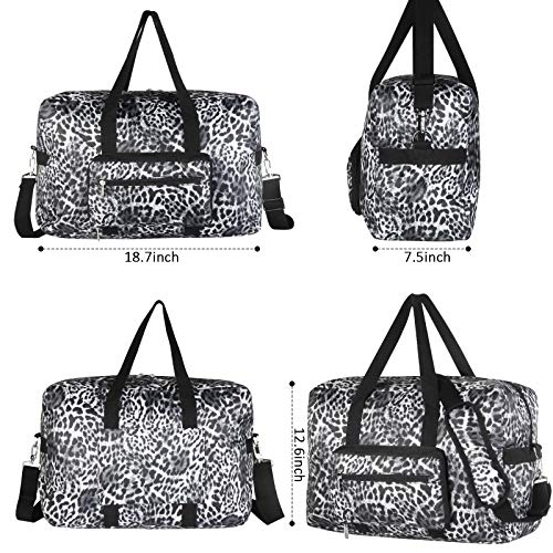 F.FETIVIN Travel Foldable Waterproof Duffel Bag - Lightweight Carry on Luggage Tote Duffel Bag(Leopard Print) - color: A-Leopard Print