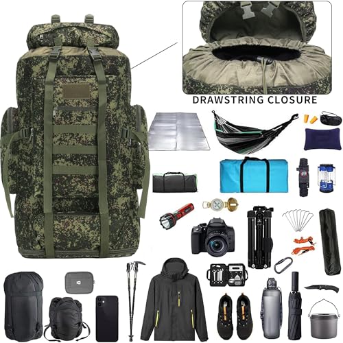 Hiking Backpack for Men 70L/100L Camping Backpack Military Rucksack Molle 3 Days Assault Pack for Climbing | Camping Backpack - color: 100l-greenmix