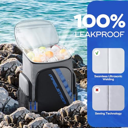 Maelstrom Backpack Cooler,36 Can Cooler Backpack,Soft Cooler Bag Insulated Leakproof,Lightweight Ice Chest Backpack,Travel Cooler Lunch Backpack for Camping,Hiking,Beach - color: Grey
