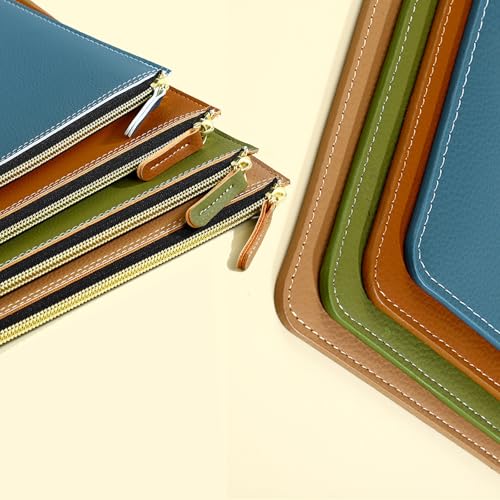PU Leather A4 File Folder Zipper Document Holder Envelope Folder Case for Receipt Contract (Haze Blue) - color: Haze Blue