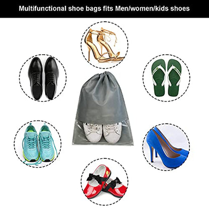 8PCS Travel Shoe Bags with Rope for Men and Women Large Shoes Pouch Organizers - color: Gray