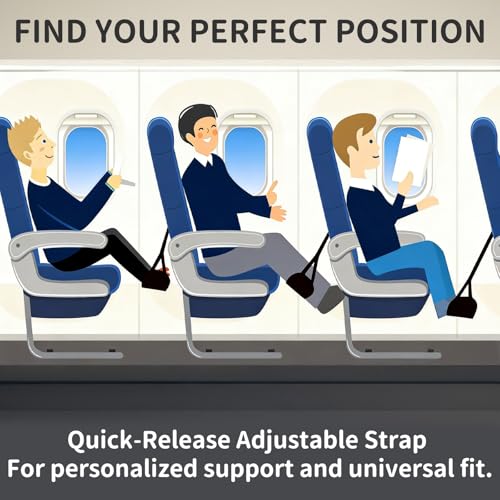 Airplane Foot Rest Hammock for Flight, Adjustable Foot Rest Under Desk, Portable Wide Foot Support for Long Trips & Office, Travel Essentials, Best Airplane Gadgets & Travel Gifts (1 PC) - size: 1 Pack
