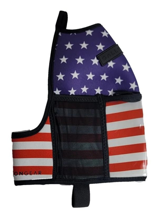 Half-Gallon Fitness Hydration Cover | Neoprene Insulated Cooling & Portable Gym Water Bottle Carrier | CASE with Storage Pockets - color: FLAG USA