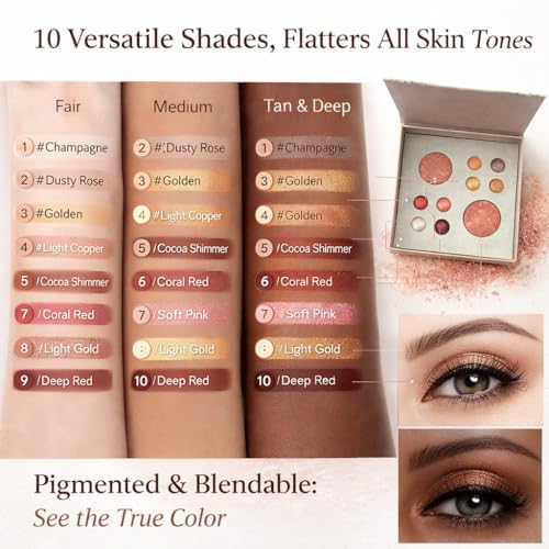 K'APEINE Rosy Glow Makeup Palette, 10 Colors All-in-One Baked Face & Eye Kit Warm Tone Eyeshadow Eyeshadow, Blush & Bronzer, Soft Glam Face Palette for Women Girls - color: Terracotta Oasis (10 Colors)