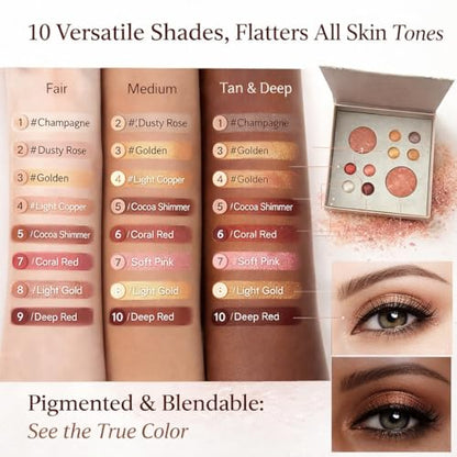 K'APEINE Rosy Glow Makeup Palette, 10 Colors All-in-One Baked Face & Eye Kit Warm Tone Eyeshadow Eyeshadow, Blush & Bronzer, Soft Glam Face Palette for Women Girls - color: Terracotta Oasis (10 Colors)
