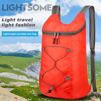 levayhill 16L Foldable Hiking Backpack,Small Packable Daypack,Red | Lightweight ,Outdoor Collapsible Rucksack,Ultralight Folding Back Pack, Water Repellent, Men Women Travel Gym, Easy Carry-on - color: Red