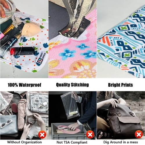 HIONXMGA TSA Approved Toiletry Bag, Set of 3 Clear Travel Toiletry Bag Quart Size Zipper Travel Pouch, Waterproof Makeup Cosmetic Bag for Women Men Kids Toiletries Carry on, Cacti B - color: Cacti B, Mixed Sizes