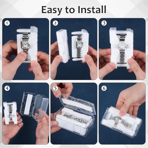 Healeved Acrylic Display Watch Case Clear Box with Inner Holder Watch Display Case for Wristwatches Portable Container for Women Men, 4.72X2.63X1.65In