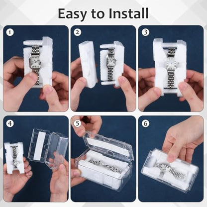 Healeved Acrylic Display Watch Case Clear Box with Inner Holder Watch Display Case for Wristwatches Portable Container for Women Men, 4.72X2.63X1.65In