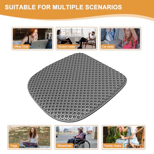 EVEME Large Gel Seat Cushion for Long Sitting with Non-Slip Cover,Soft & Breathable,Seat Cushion for Chair,Car,Office,Desk Chair,Wheelchair - size: 17" x 15" x 1.2" - Gray