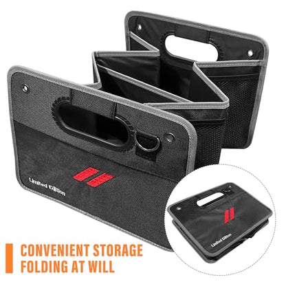 Car Trunk Organizer, Trunk Storage Box with Handle For Dodge Charger Challenger Durango, Collapsible 2 Compartment Automotive Storage Box, Waterproof Oxford Polyester Travel Accessories (B)