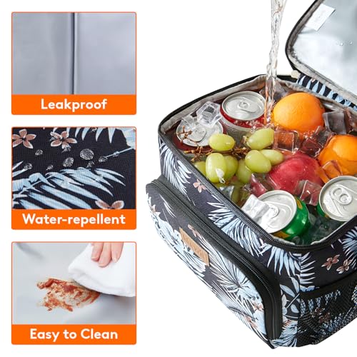 Lifewit Reusable Insulated Lunch Bag, Portable Cooler Freezable Soft Lunchbox Leakproof with Adjustable Shoulder Strap for Men Women Adult for Work Picnic or Travel, 9L 12 Can, Flower - color: Flower, size: Medium(9L)