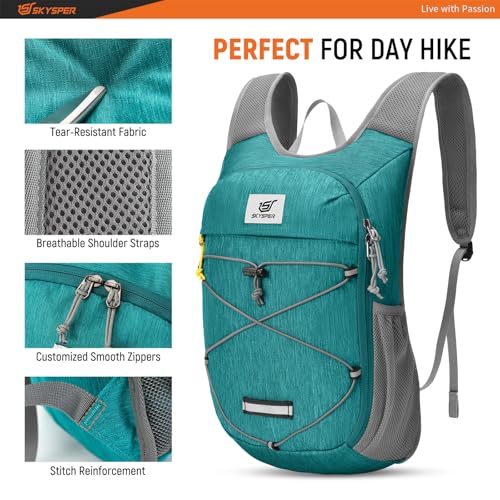 SKYSPER Foldable Hiking Backpack - 10L/15L Small Lightweight Daypack Breathable Travel Backpacks - color: Cyan, size: 10 l