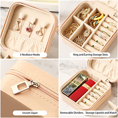 ZPROW Travel Jewelry Case, Mini Portable Jewelry Travel Boxes, Small Jewelry Organizer for Rings, Earrings, Pendants, Watches, Necklaces, Lipsticks Organizer Storage Holder Case (Pink-6packs) - color: A6 - Pink 6 Packs