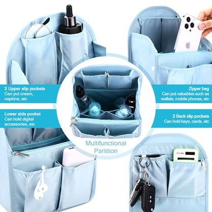 Sweetude 2 Pcs 7.9 x 4.8 x 11 Inch Mini Backpack Organizer Insert Small Shoulder Bag Divider for Rucksack Handbag Shoulder Bag Purse(Light Blue) - color: Light Blue