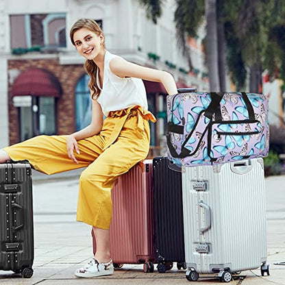 F.FETIVIN Weekender Bag Carry On Travel Duffle Medium Overnight Bag for Women(Butterfly) - color: A-Butterfly