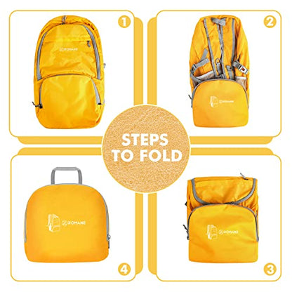 ZOMAKE Lightweight Packable Backpack 30L, Foldable Hiking Backpacks Water Resistant Compact Folding Daypack for Travel(Yellow) - color: Yellow