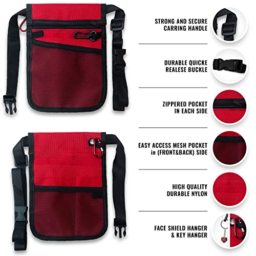 ASA TECHMED Nurse Utility Belt – Complete Medical Belt Utility Kit, Pro Pack Pocket Organizer Pouch Hip Bag for EMT, CNA, NP, PA, Student, Red - color: Red