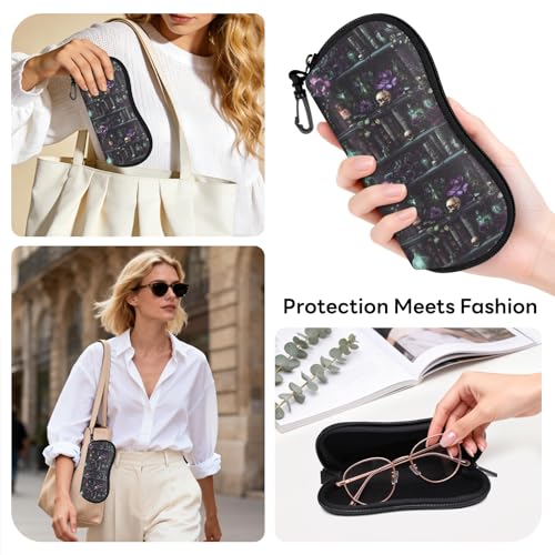 Sunglasses Case with Belt Clip, Ultra Light Neoprene Zipper Soft Padded Glasses Case for Women Men - color: Alchemy Lab