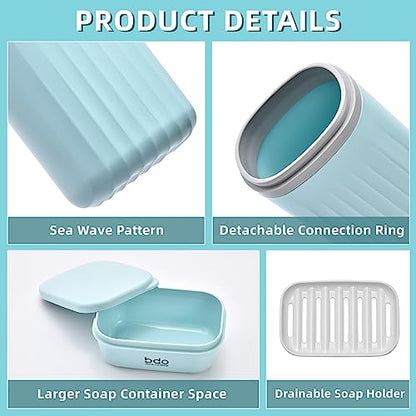 VITVITI Toothbrush Travel Case, Portable Travel Soap Container Leakproof Dish Tray, 7.88 inch Toothpaste Toothbrush Holders with Cover for Trip/Bathroom/Camping(Blue) - color: Blue