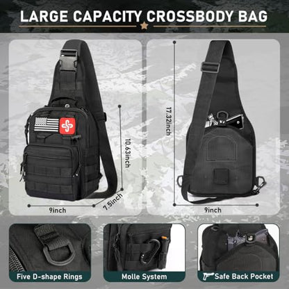 Survival Kit, 262Pcs Survival Gear and Supplies with First Aid Kit Pouch and Crossbody Bag, Emergency Kit with Tent, Camping Axe Hammer, Survival Shovel w/Pick, Bug Out Bag Gifts for Men Women - color: Black
