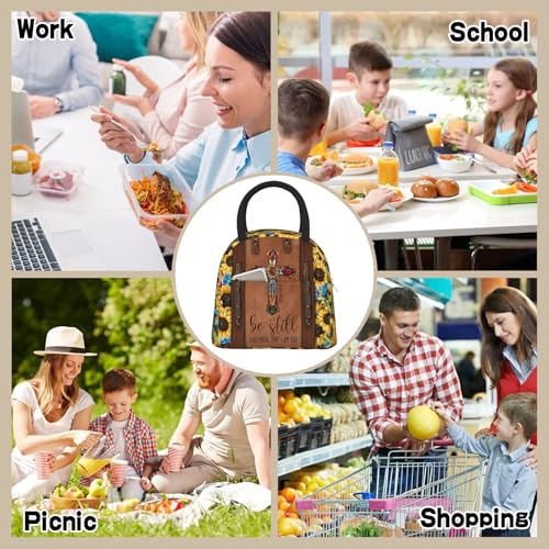 Christian Lunch Bag for Women Insulated Bible Verses Lunch Box Religious Cross Sunflower Lunchbox Inspirational Scripture Reusable Church LunchTote Bag for Office Work Travel - color: Christian 4