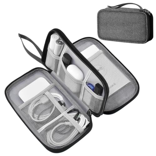ZINMARK Portable Cable Organizer Case,Travel Pouch with Double-Layer Storage for Cables,Chargers,Earbuds & Phone,Dark Gray Black - color: Dark Gray Black