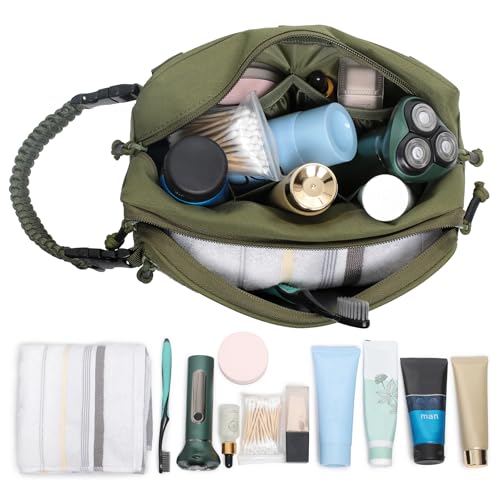 Tactical Toiletry Bag for Men Dry Wet Separate Dopp Kit Travel Hygiene Bag EDC Utility Tool Molle Pouch Mens Shaving Kit Travel shower Bags (OD Green) - color: OD Green