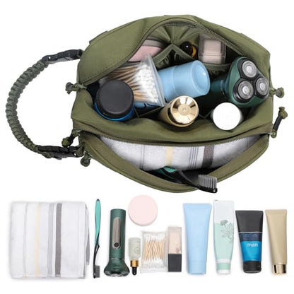 Tactical Toiletry Bag for Men Dry Wet Separate Dopp Kit Travel Hygiene Bag EDC Utility Tool Molle Pouch Mens Shaving Kit Travel shower Bags (OD Green) - color: OD Green