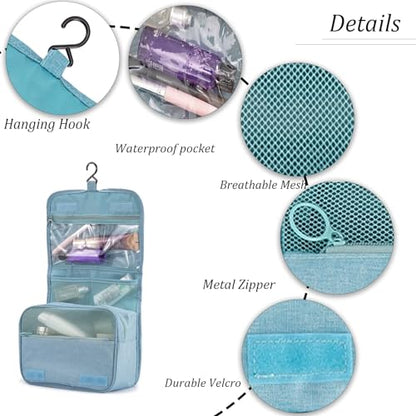 L & FY Hanging Travel Toiletry Bag Women's Cosmetic Organizer Makeup Pouch Men's Shaving Kits With Handle (Denim Grey) - color: Denim Grey, size: Compact Size