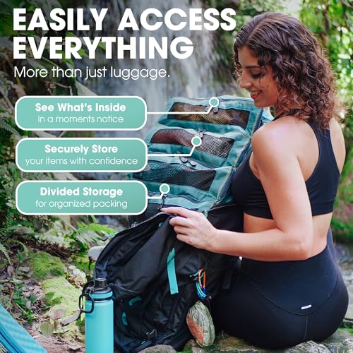 Pack Gear Hanging Carry-On Organizer - Our Fitted Hanging Luggage Organizer Perfectly Fits Any Carry On - Our Packing Cubes For Travel Use Mesh Windows to Make Finding Clothes Easy (Black, M) - color: Black, size: Medium (Carry-On)