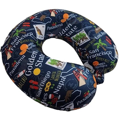 Wolf Essentials Adult Soft Memory Foam 12 x 13-inch Travel Neck Pillow, Compact, Perfect for Plane or Car, California - style: California