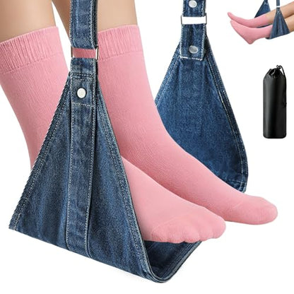 Airplane Foot Hammock, No Collapse Foot Rest for Plane Travel with Extended Adjustment Strap, Portable Desk Foot Hammock with,Cotton Denim, Foot Sling Travel Essentials to Relax Your Feet (Dark Blue) - color: Dark Blue