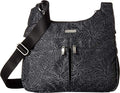 Baggallini Crossbody Travel Bag 11x8.5 Lightweight Water-resistant Nylon Handbag - color: Midnight Blossom Print
