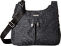 Baggallini Crossbody Travel Bag 11x8.5 Lightweight Water-resistant Nylon Handbag - color: Midnight Blossom Print