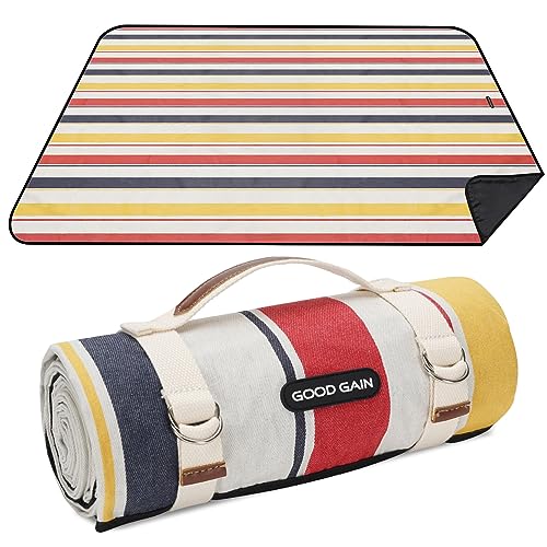 G GOOD GAIN Waterproof Picnic Blanket Portable with Carry Strap for Beach Mat or Family Outdoor Camping Party (Lipstick Red) - color: Lipstick Red