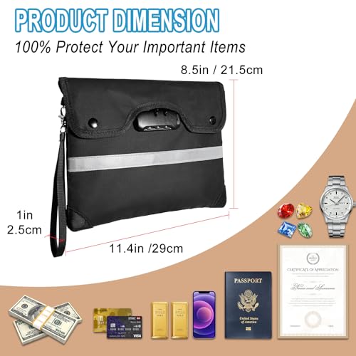 HOMELYLIFE Fireproof Docuement Bag, A5(11.4*8.5'') 6200°F Fire & Waterproof,Extra Thick Fireproof Cotton Lined for Home/Office,Secure Storage for Valuables,Cash,Contracts,Jewelry & Important Documents - size: A5 (11.4*8.5*1in)